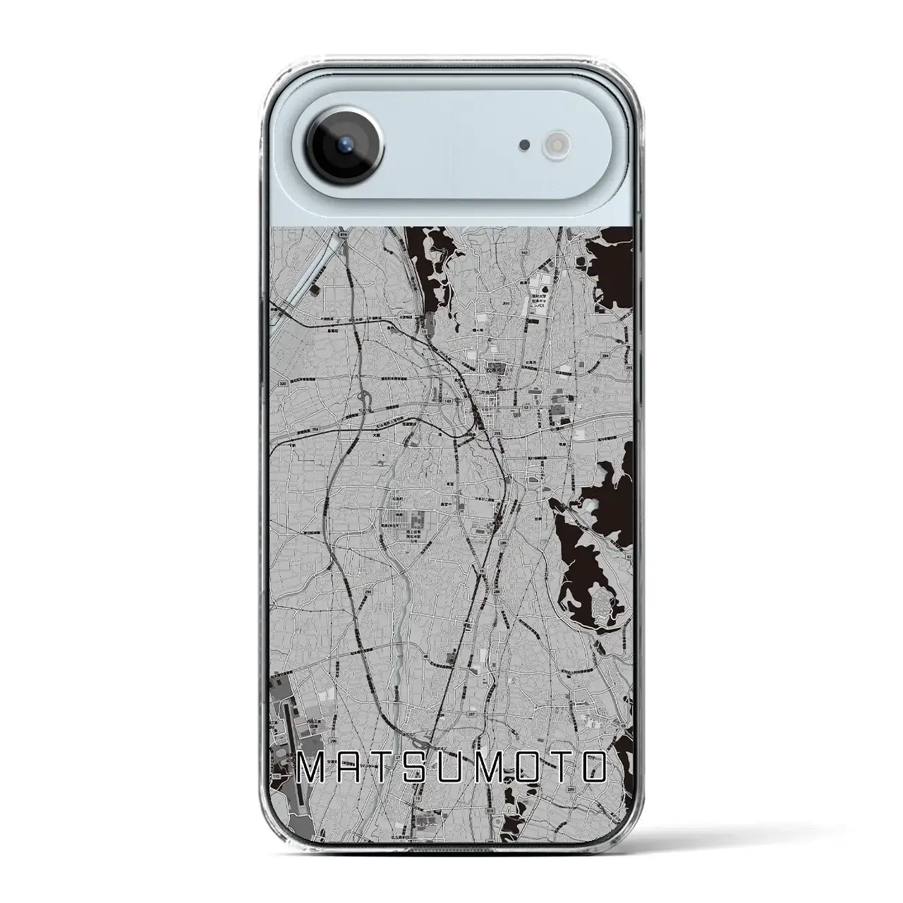 【松本(長野県)】地図柄iPhoneケース(クリアタイプ)モノトーン・iPhone 17 Pro Max 用