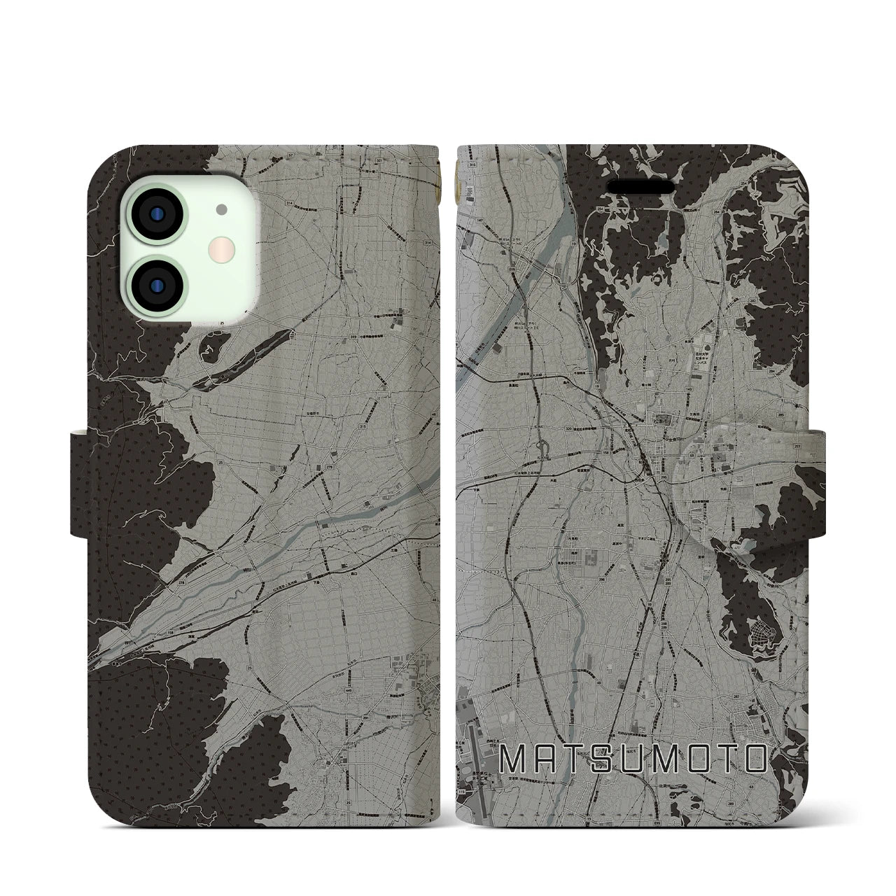 【松本(長野県)】地図柄iPhoneケース(手帳タイプ)