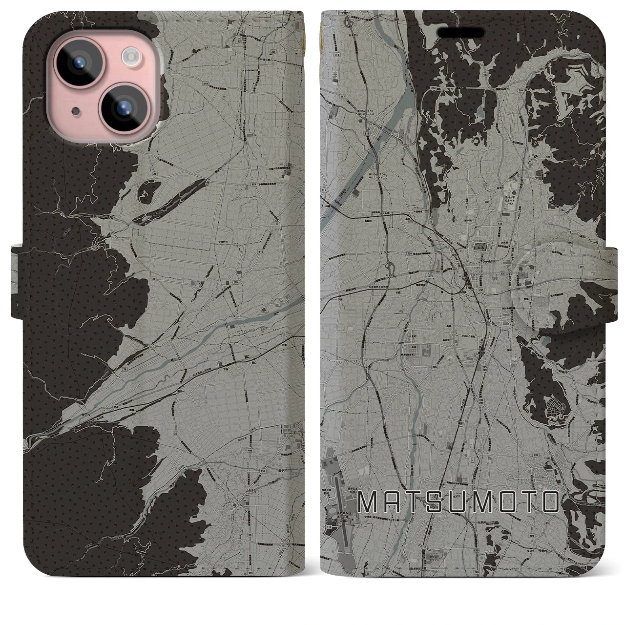 【松本(長野県)】地図柄iPhoneケース(手帳タイプ)