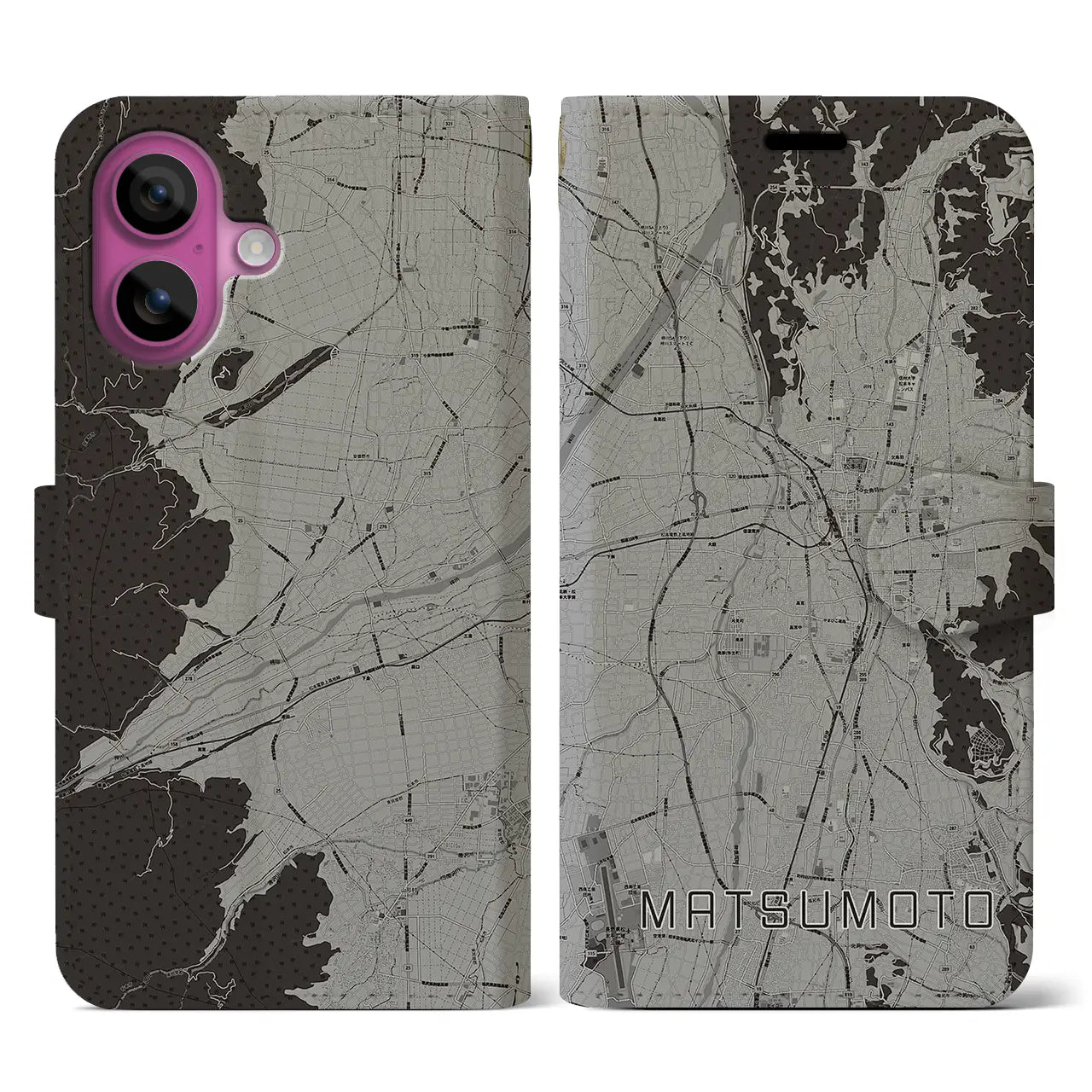 【松本(長野県)】地図柄iPhoneケース(手帳タイプ)