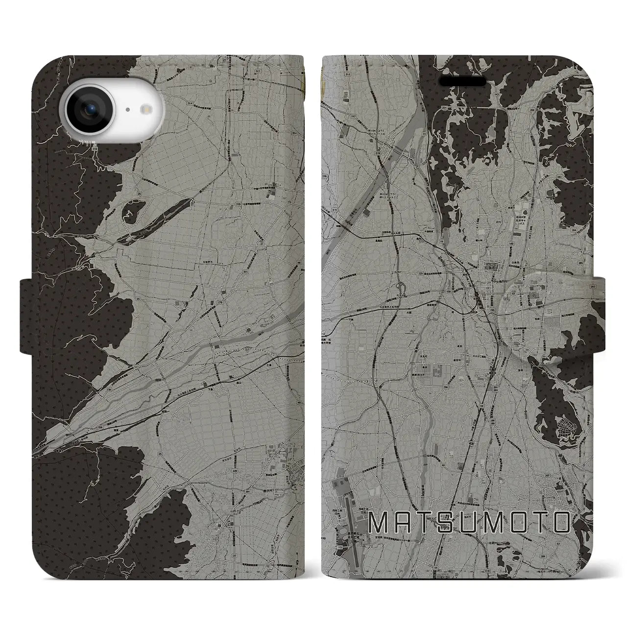 【松本(長野県)】地図柄iPhoneケース(手帳タイプ)