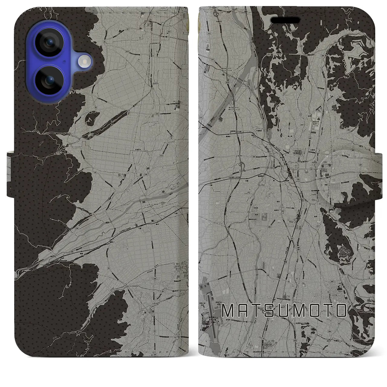 【松本(長野県)】地図柄iPhoneケース(手帳タイプ)