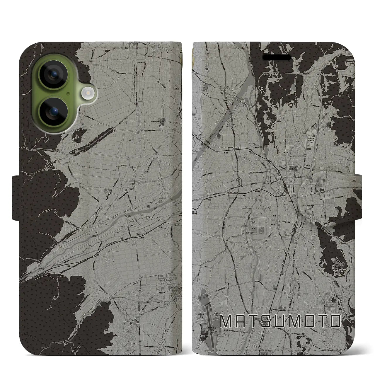 【松本(長野県)】地図柄iPhoneケース(手帳タイプ)