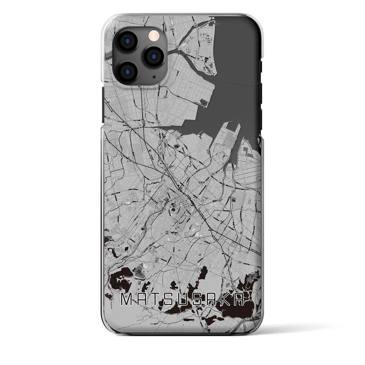 【松阪(三重県)】地図柄iPhoneケース(クリアタイプ)モノトーン・iPhone 11 Pro Max 用