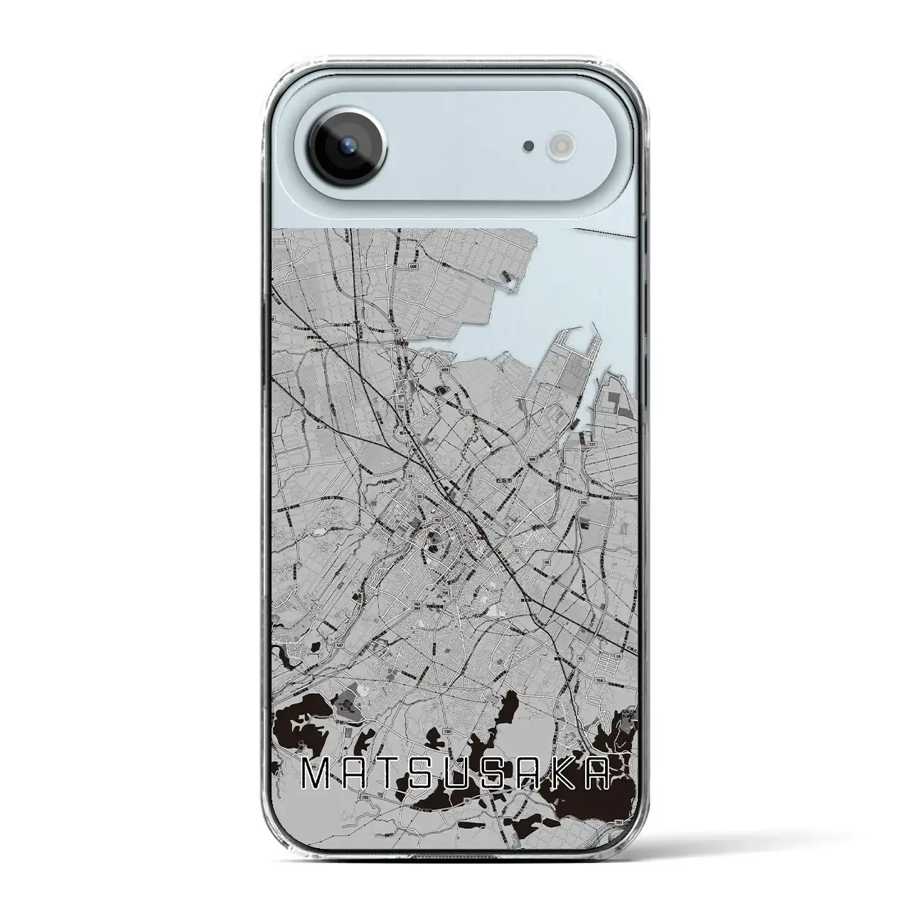 【松阪(三重県)】地図柄iPhoneケース(クリアタイプ)モノトーン・iPhone 17 Pro Max 用