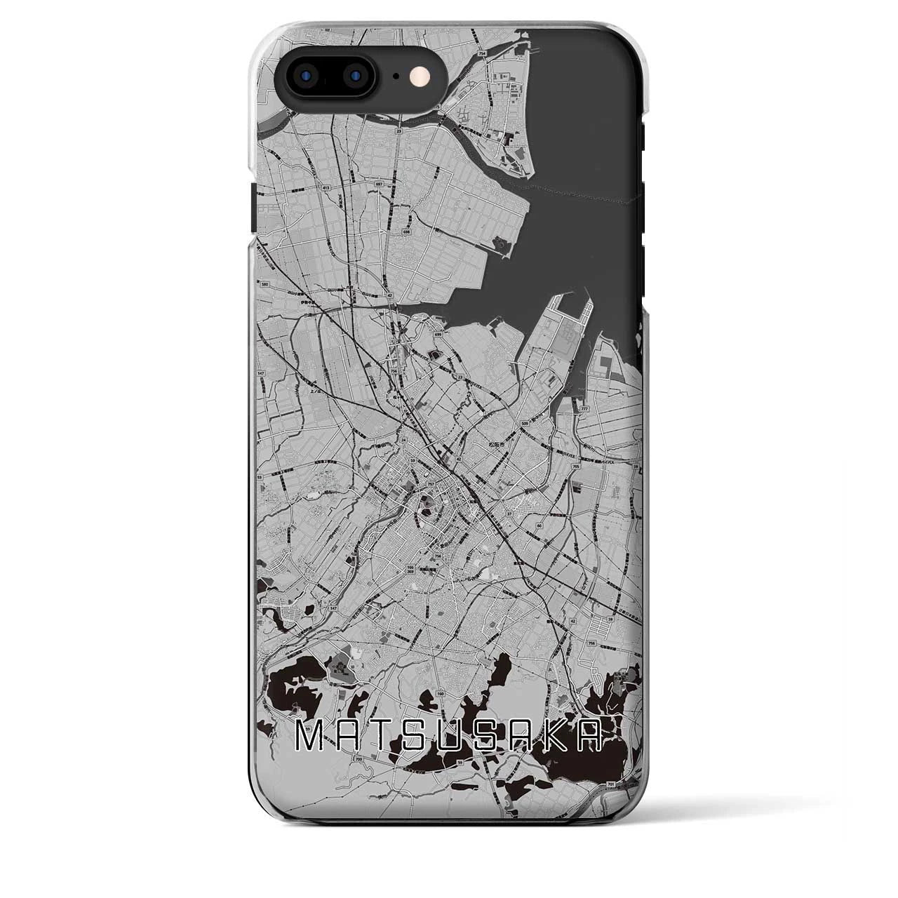 【松阪(三重県)】地図柄iPhoneケース(クリアタイプ)モノトーン・iPhone 8Plus /7Plus / 6sPlus / 6Plus 用