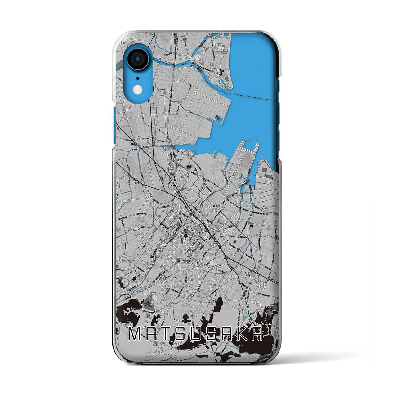 【松阪(三重県)】地図柄iPhoneケース(クリアタイプ)モノトーン・iPhone XR 用