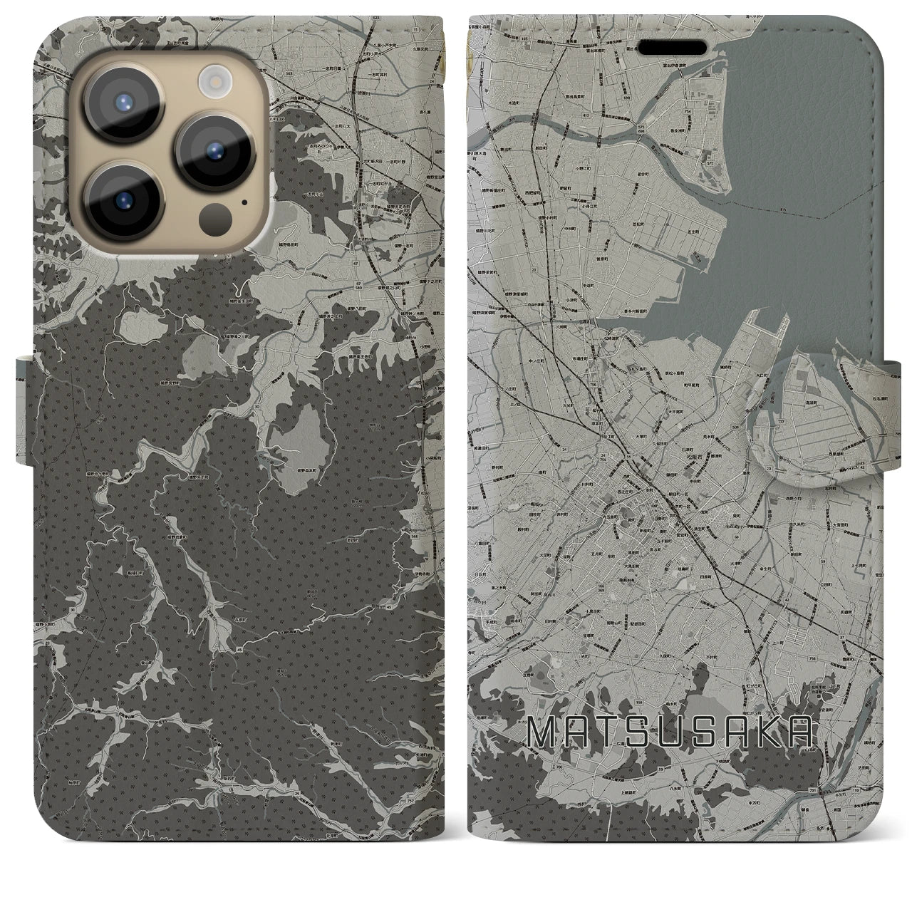 【松阪(三重県)】地図柄iPhoneケース(手帳タイプ)