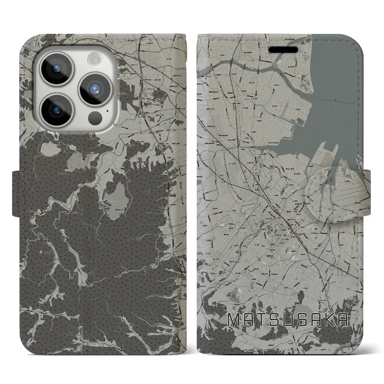 【松阪(三重県)】地図柄iPhoneケース(手帳タイプ)