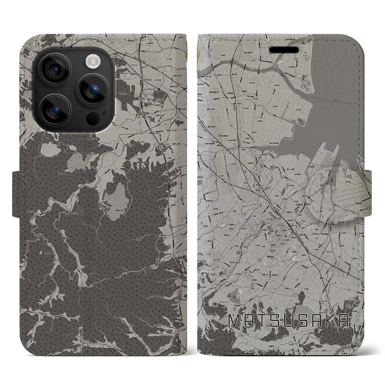 【松阪(三重県)】地図柄iPhoneケース(手帳タイプ)