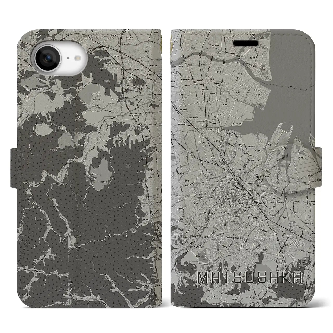 【松阪(三重県)】地図柄iPhoneケース(手帳タイプ)