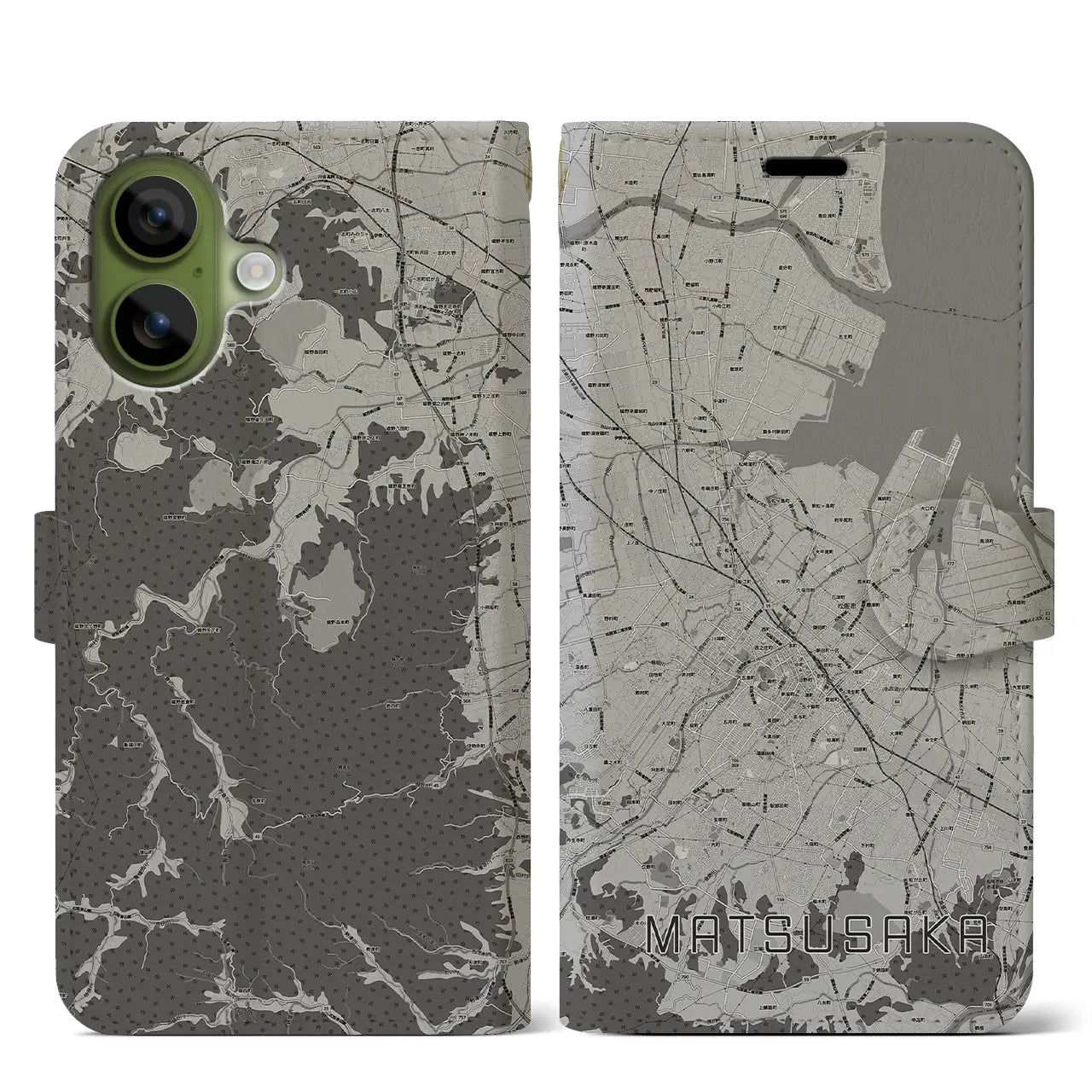 【松阪(三重県)】地図柄iPhoneケース(手帳タイプ)