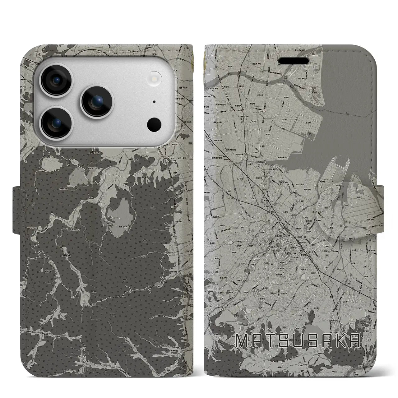 【松阪(三重県)】地図柄iPhoneケース(手帳タイプ)