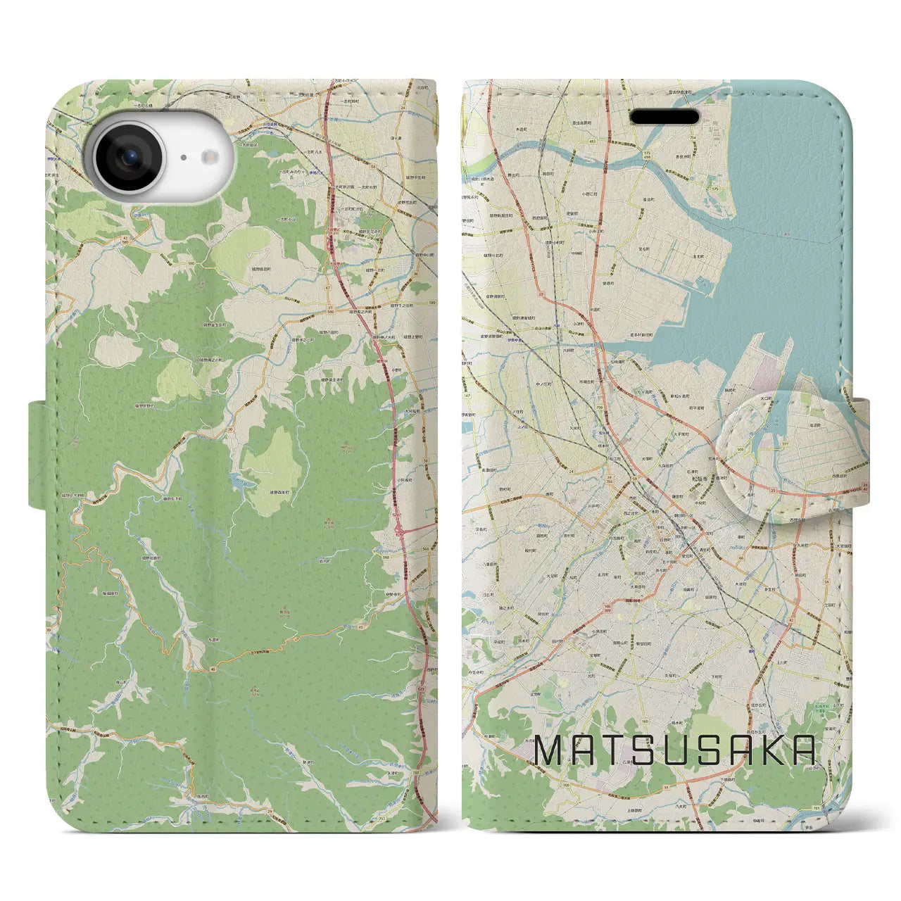 【松阪(三重県)】地図柄iPhoneケース(手帳タイプ)