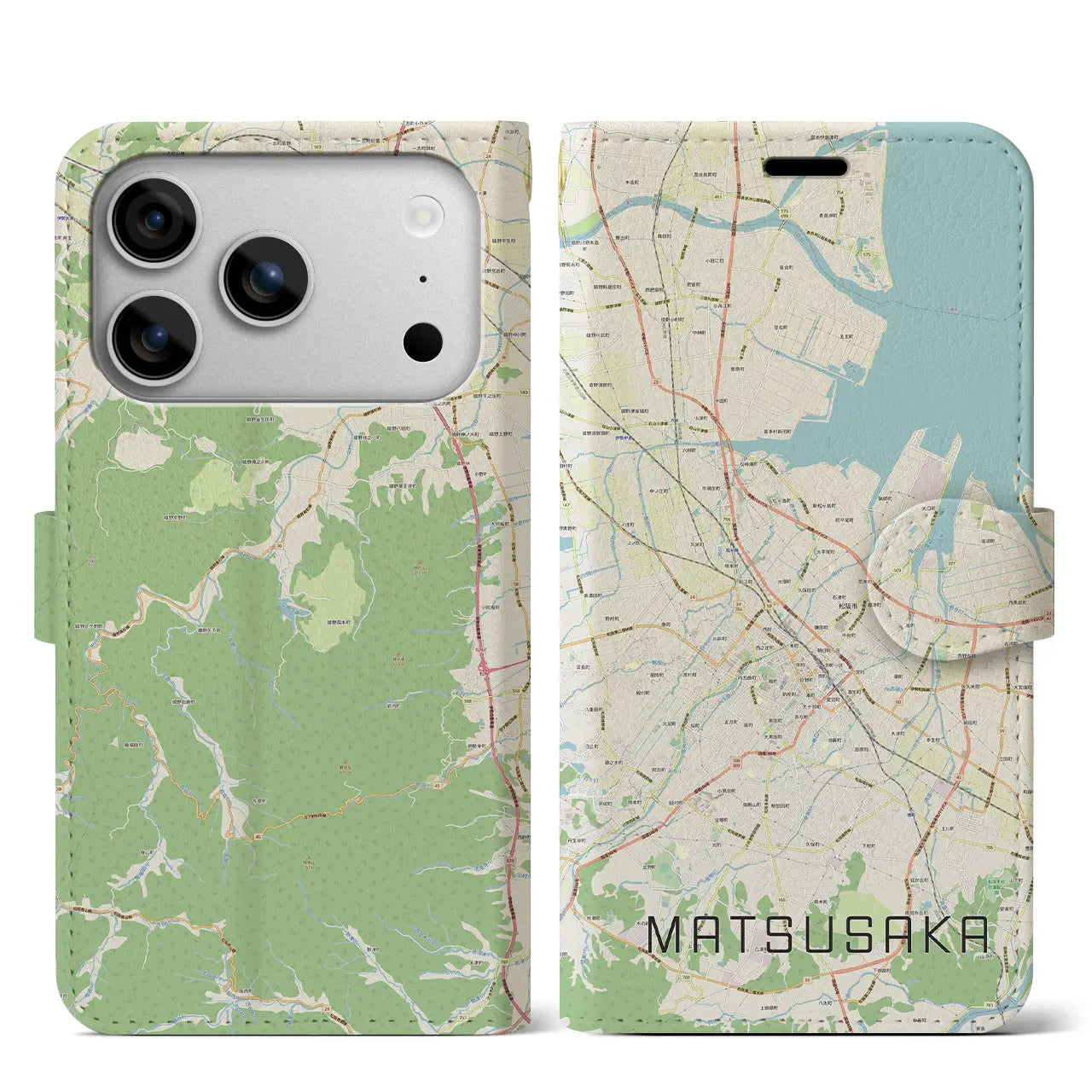 【松阪(三重県)】地図柄iPhoneケース(手帳タイプ)