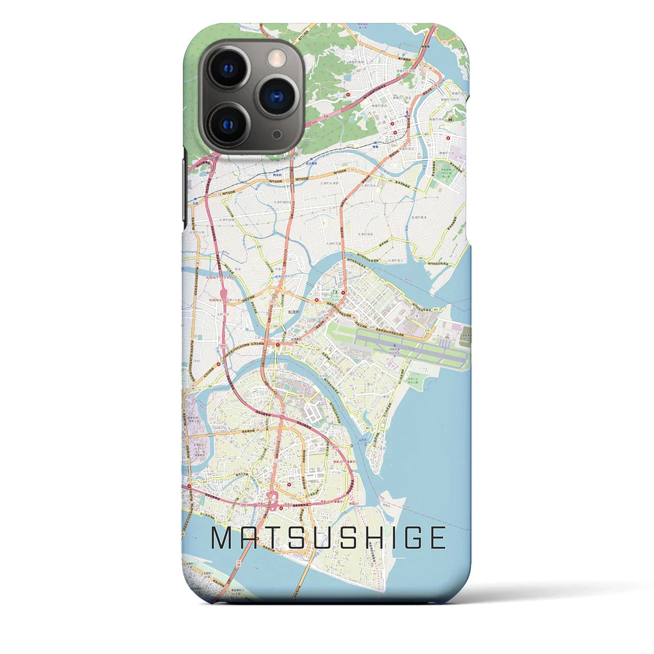 【松茂(徳島県)】地図柄iPhoneケース(バックカバータイプ)