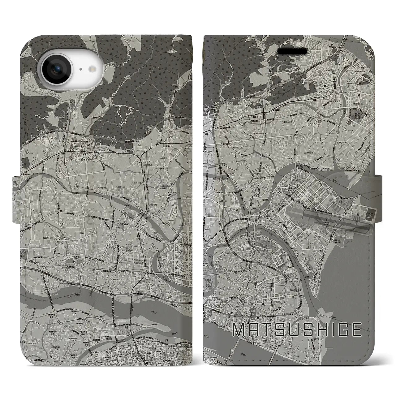 【松茂(徳島県)】地図柄iPhoneケース(手帳タイプ)