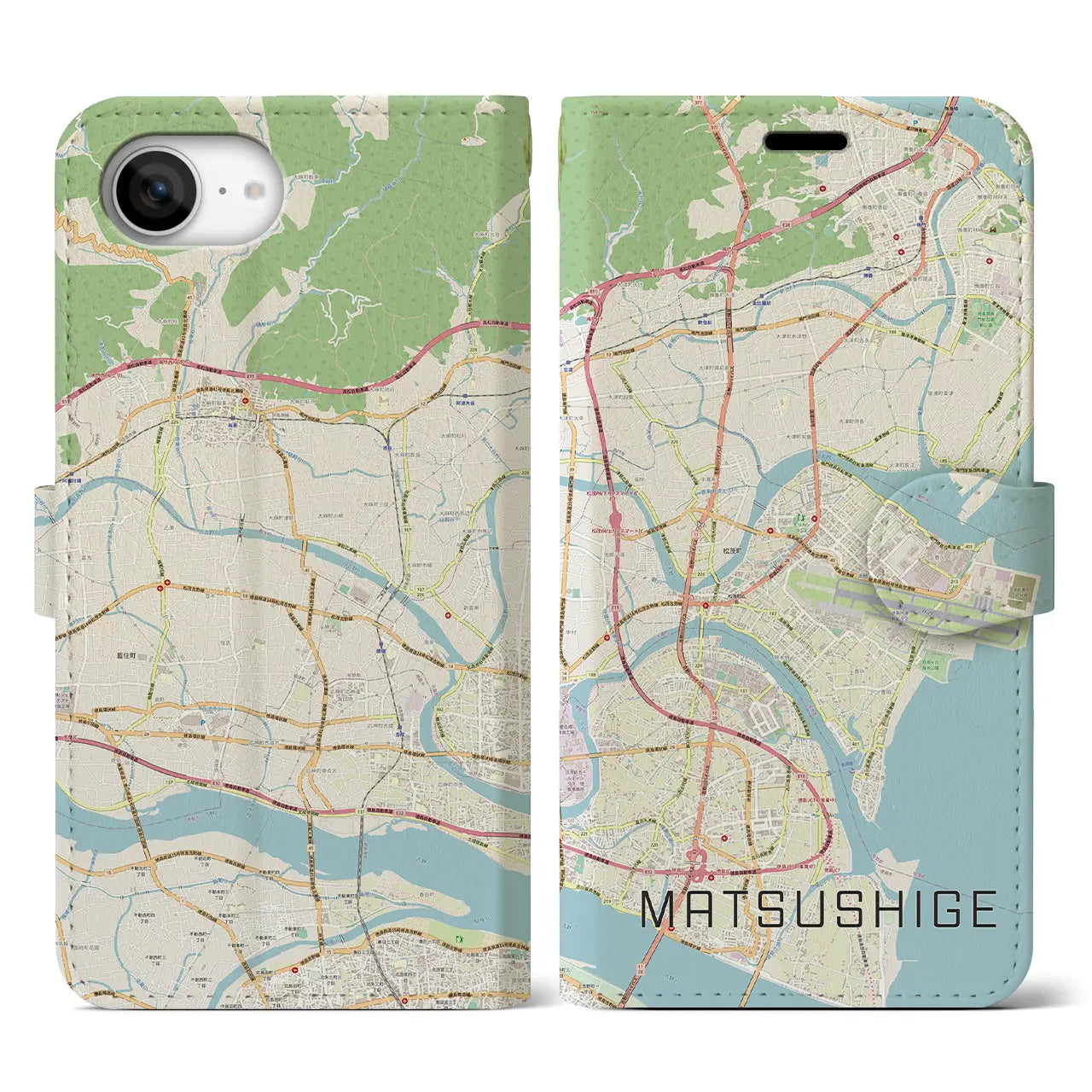 【松茂(徳島県)】地図柄iPhoneケース(手帳タイプ)
