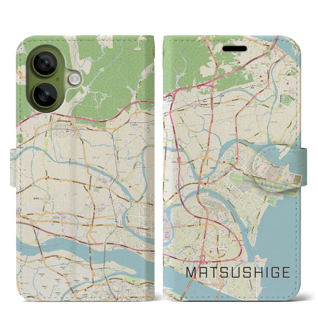 【松茂(徳島県)】地図柄iPhoneケース(手帳タイプ)