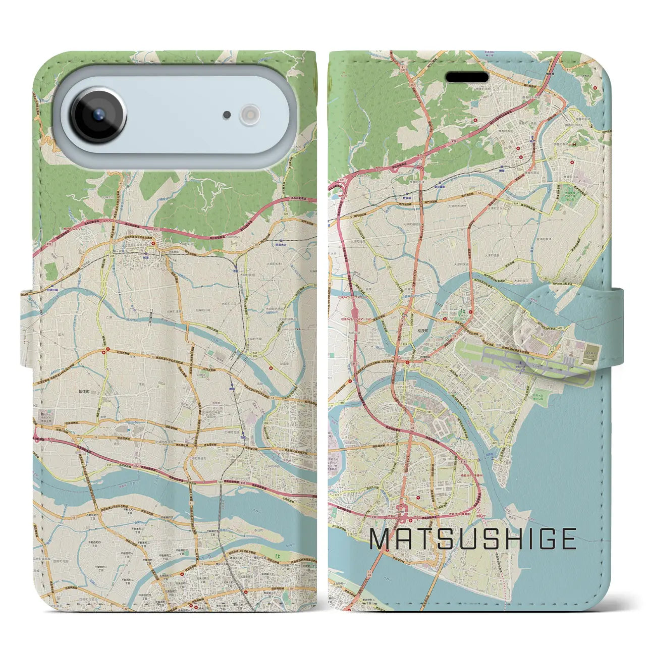 【松茂(徳島県)】地図柄iPhoneケース(手帳タイプ)