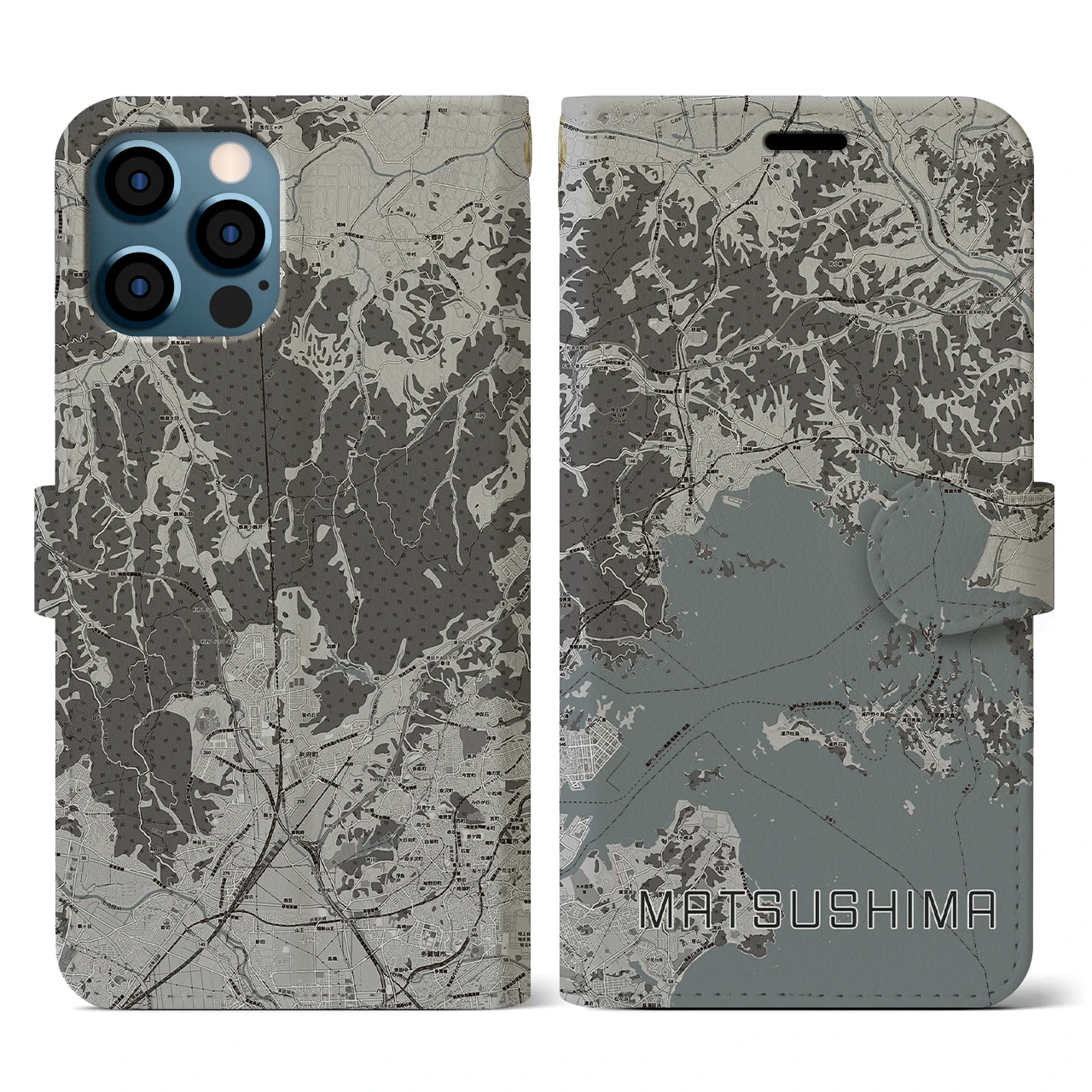 【松島(宮城県)】地図柄iPhoneケース(手帳タイプ)