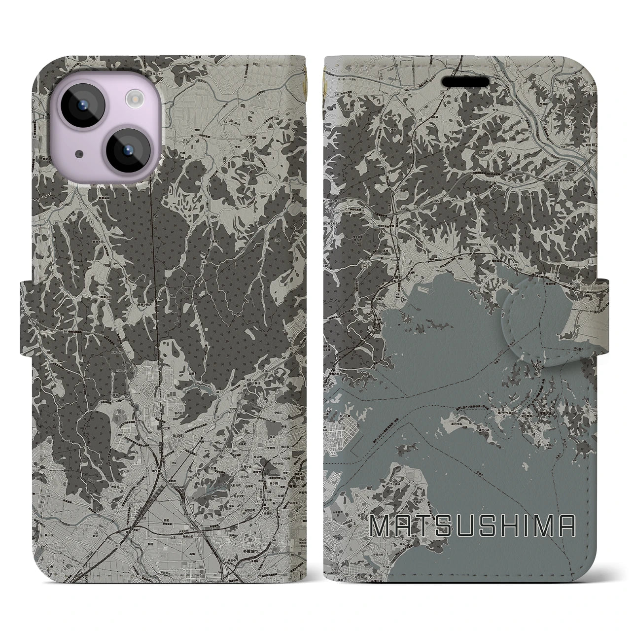 【松島(宮城県)】地図柄iPhoneケース(手帳タイプ)