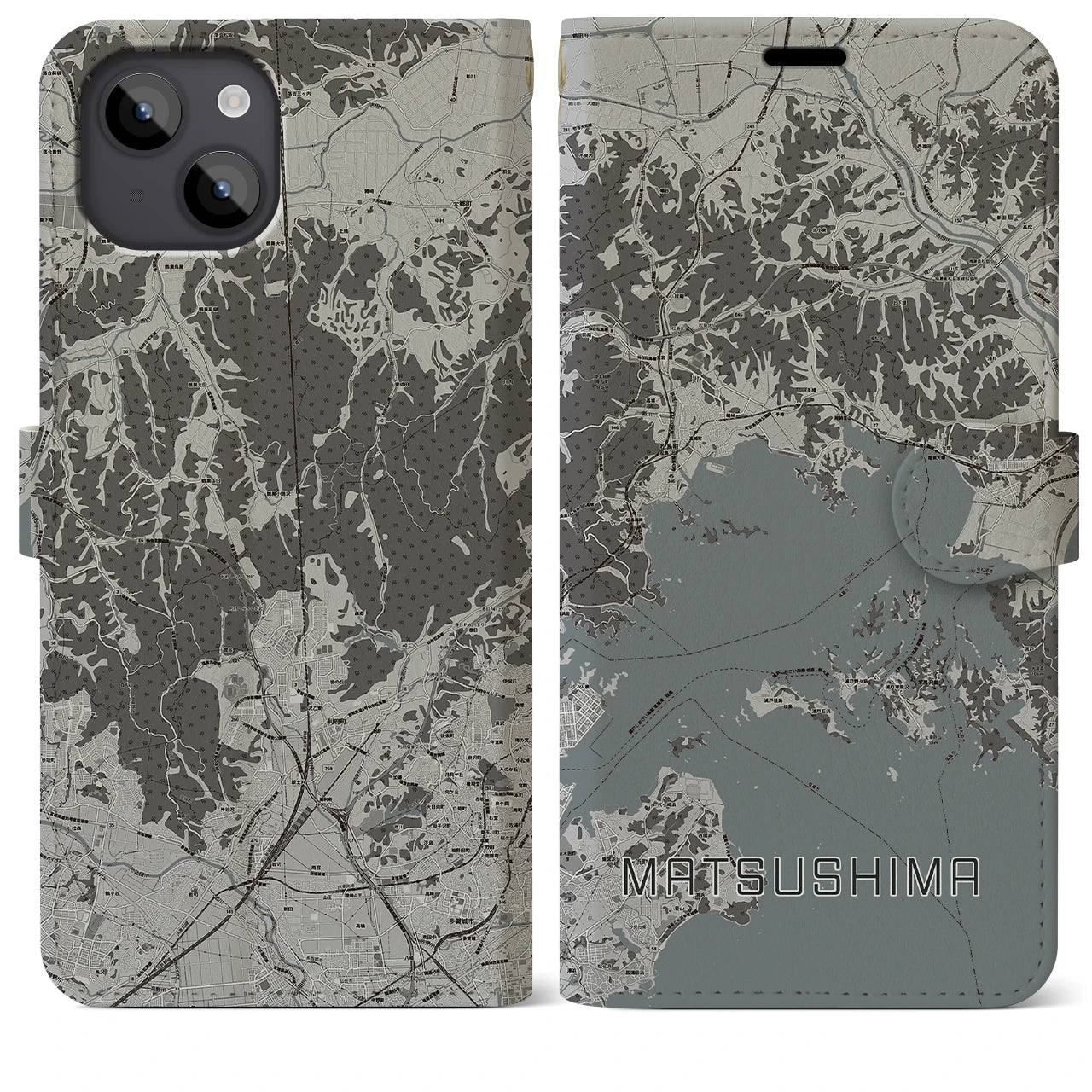 【松島(宮城県)】地図柄iPhoneケース(手帳タイプ)