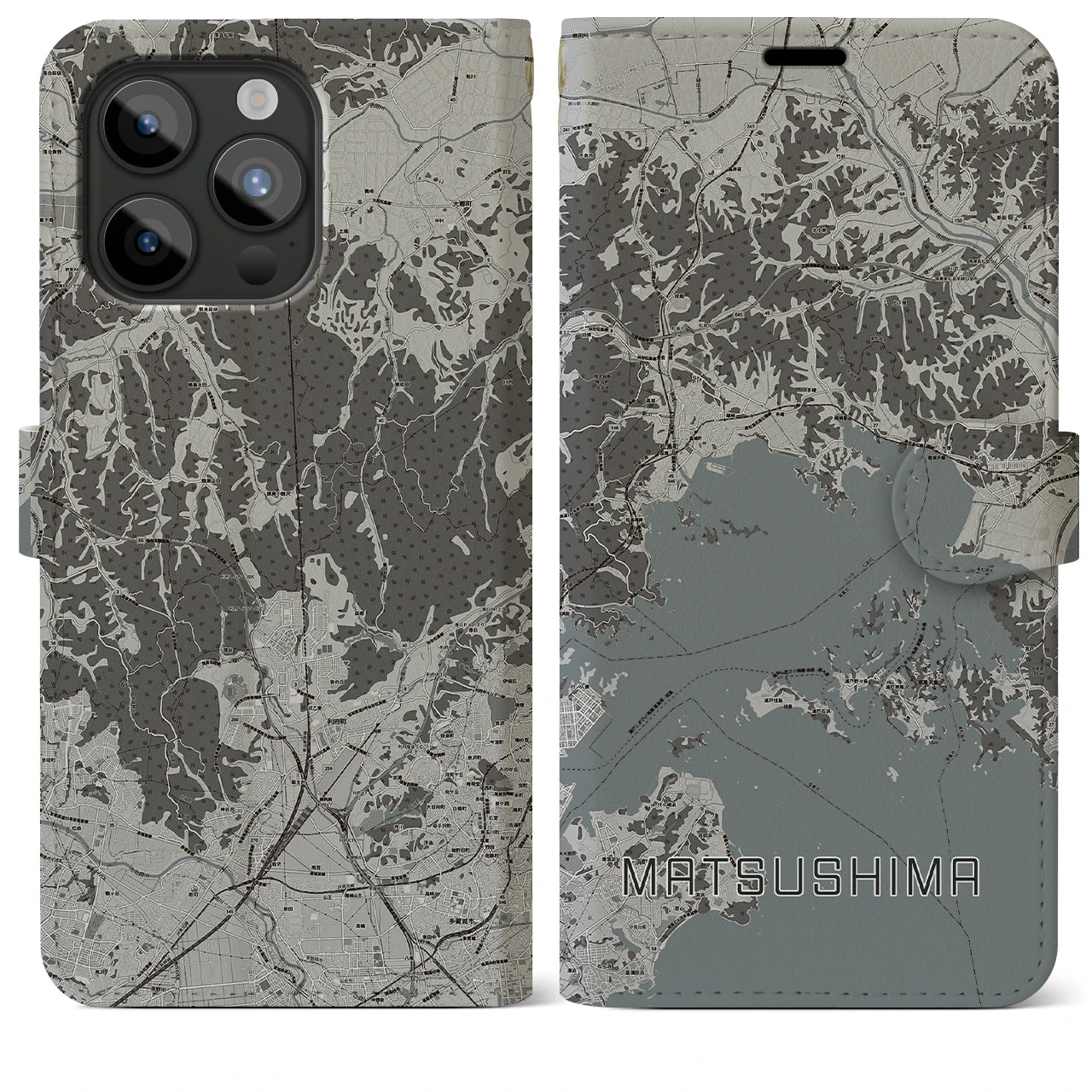 【松島(宮城県)】地図柄iPhoneケース(手帳タイプ)