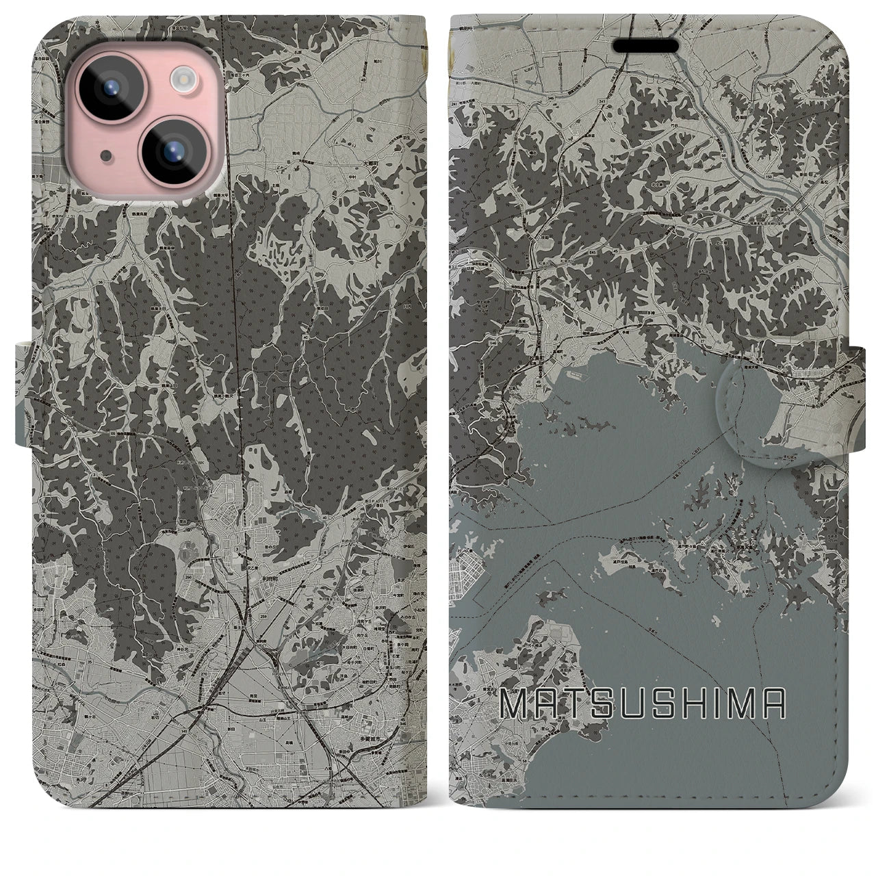 【松島(宮城県)】地図柄iPhoneケース(手帳タイプ)