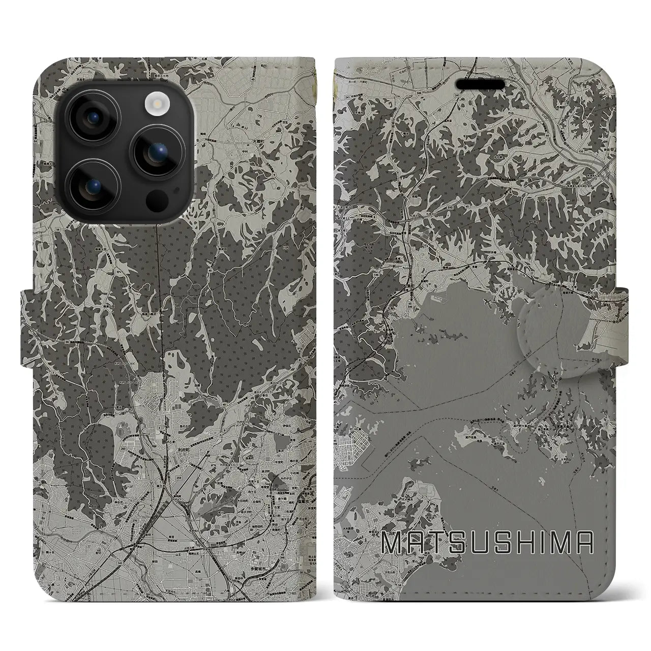 【松島(宮城県)】地図柄iPhoneケース(手帳タイプ)