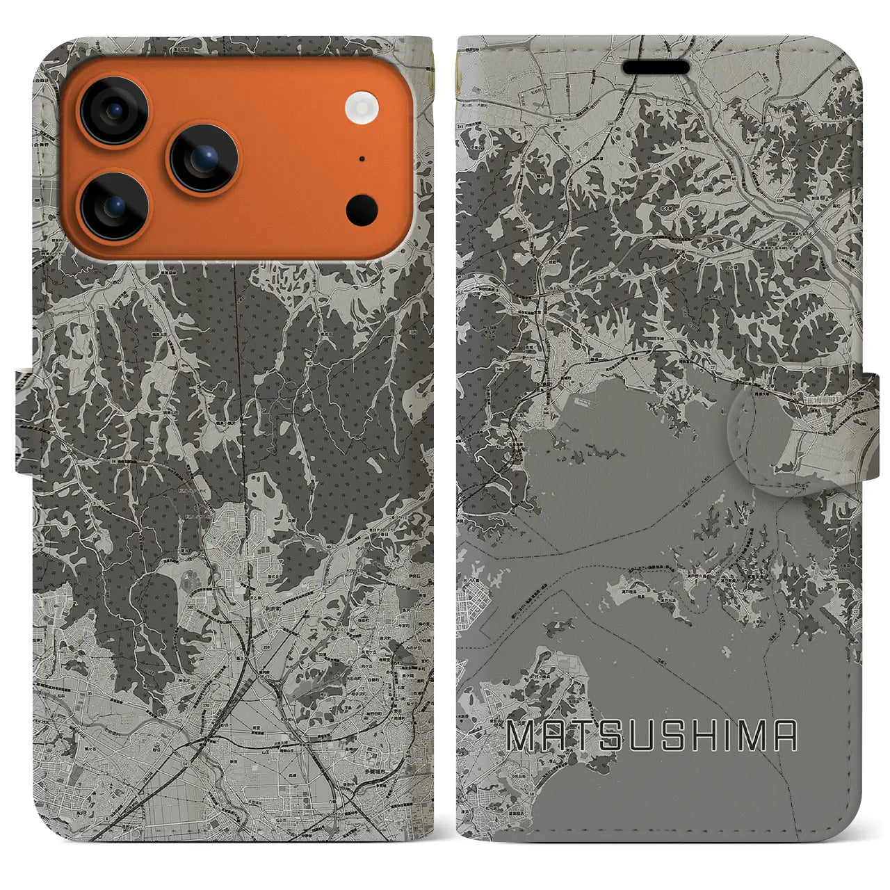 【松島(宮城県)】地図柄iPhoneケース(手帳タイプ)