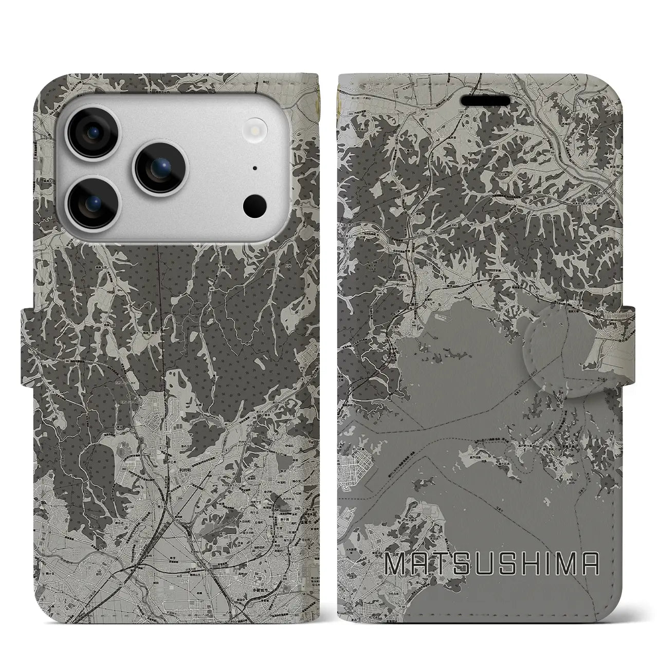 【松島(宮城県)】地図柄iPhoneケース(手帳タイプ)