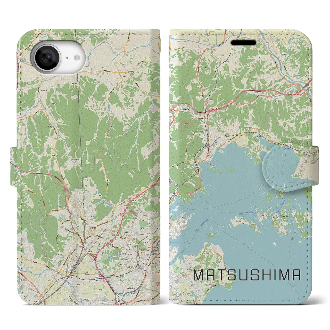 【松島(宮城県)】地図柄iPhoneケース(手帳タイプ)