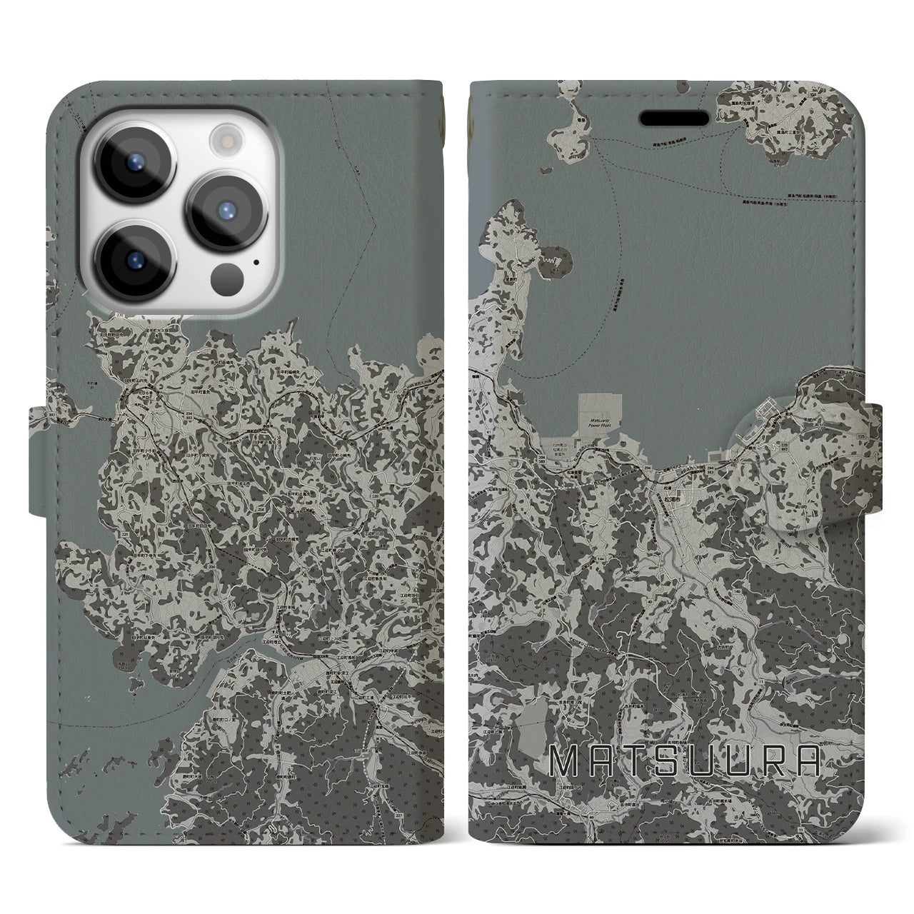 【松浦(長崎県)】地図柄iPhoneケース(手帳タイプ)