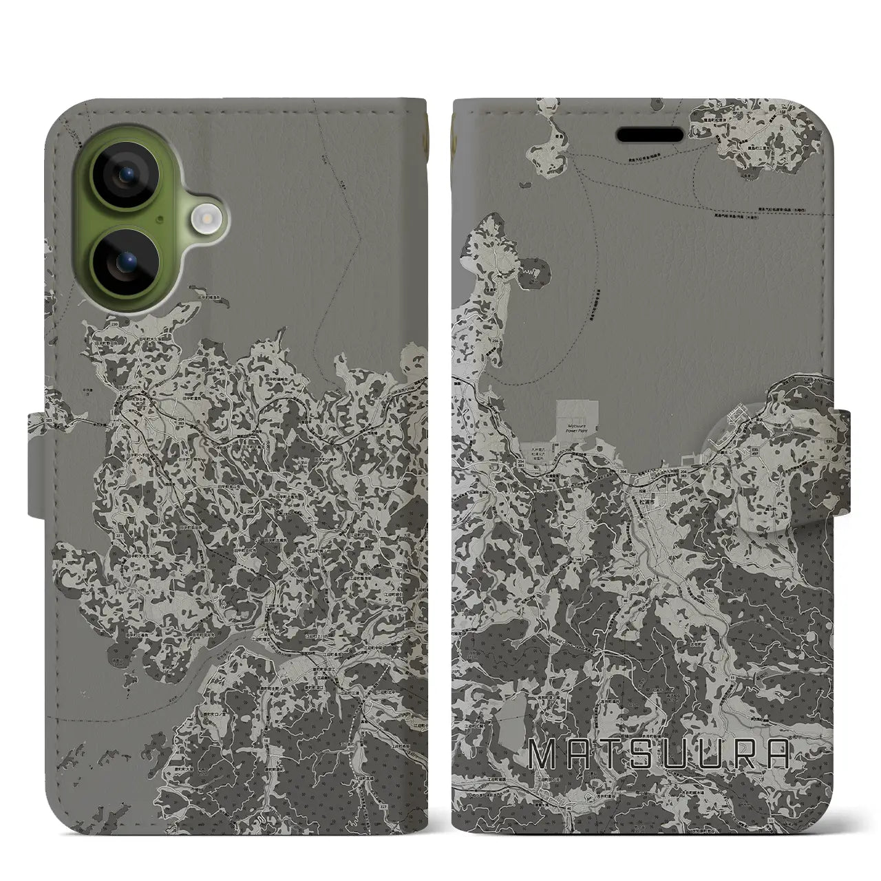 【松浦(長崎県)】地図柄iPhoneケース(手帳タイプ)