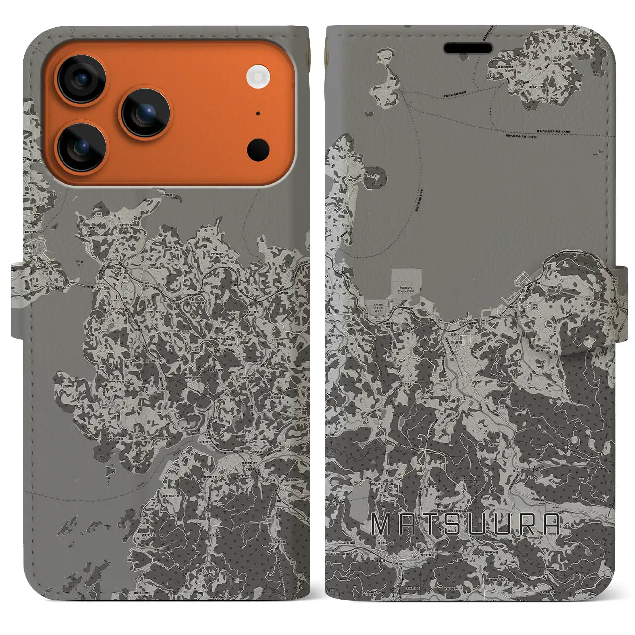 【松浦(長崎県)】地図柄iPhoneケース(手帳タイプ)