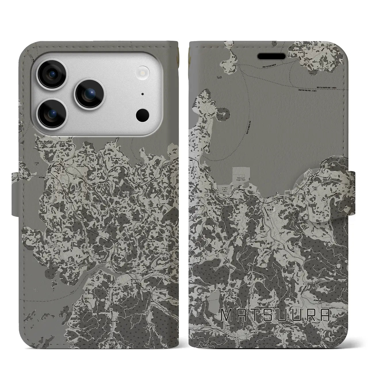 【松浦(長崎県)】地図柄iPhoneケース(手帳タイプ)