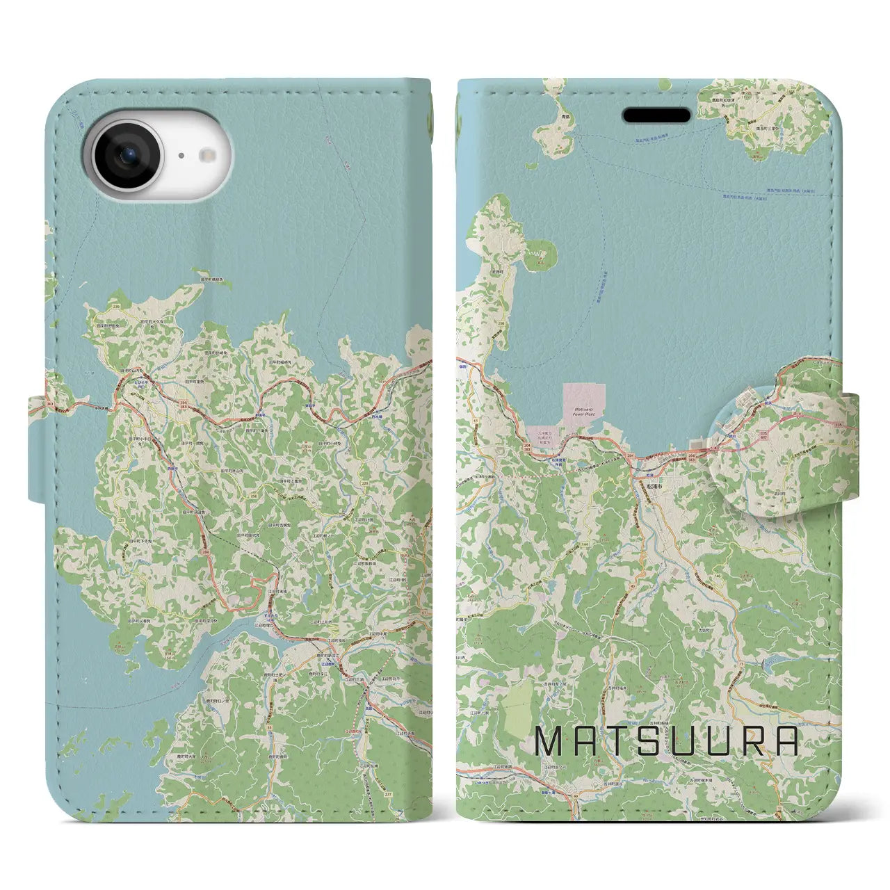 【松浦(長崎県)】地図柄iPhoneケース(手帳タイプ)