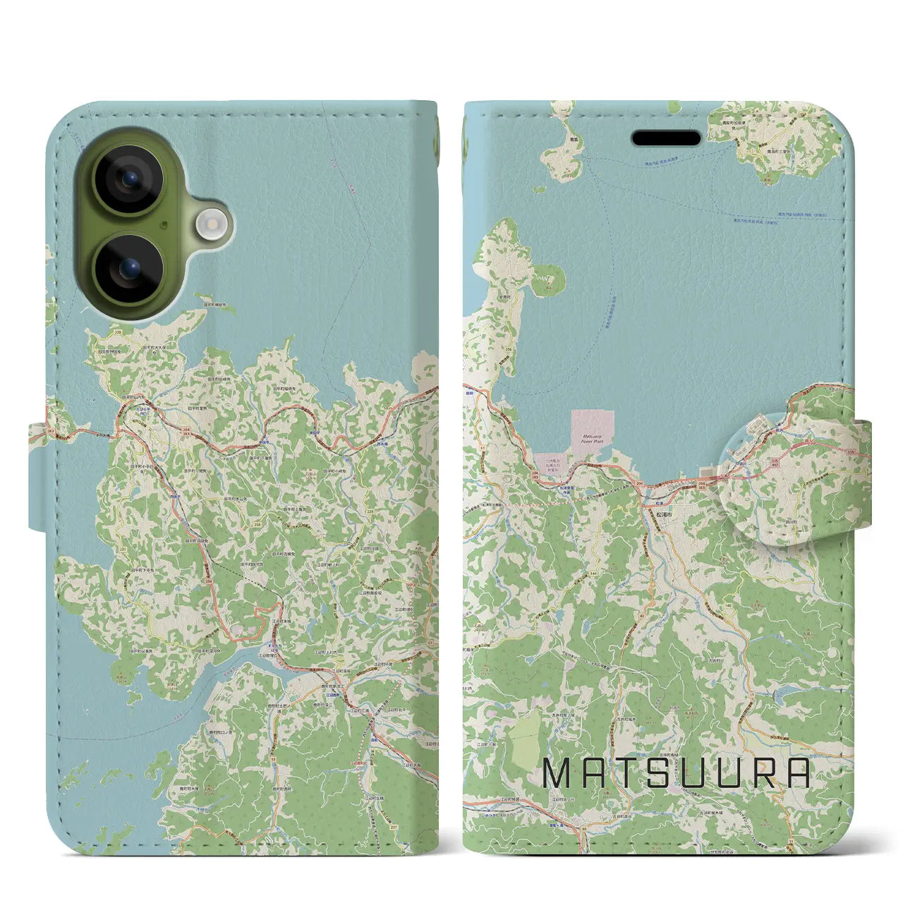 【松浦(長崎県)】地図柄iPhoneケース(手帳タイプ)