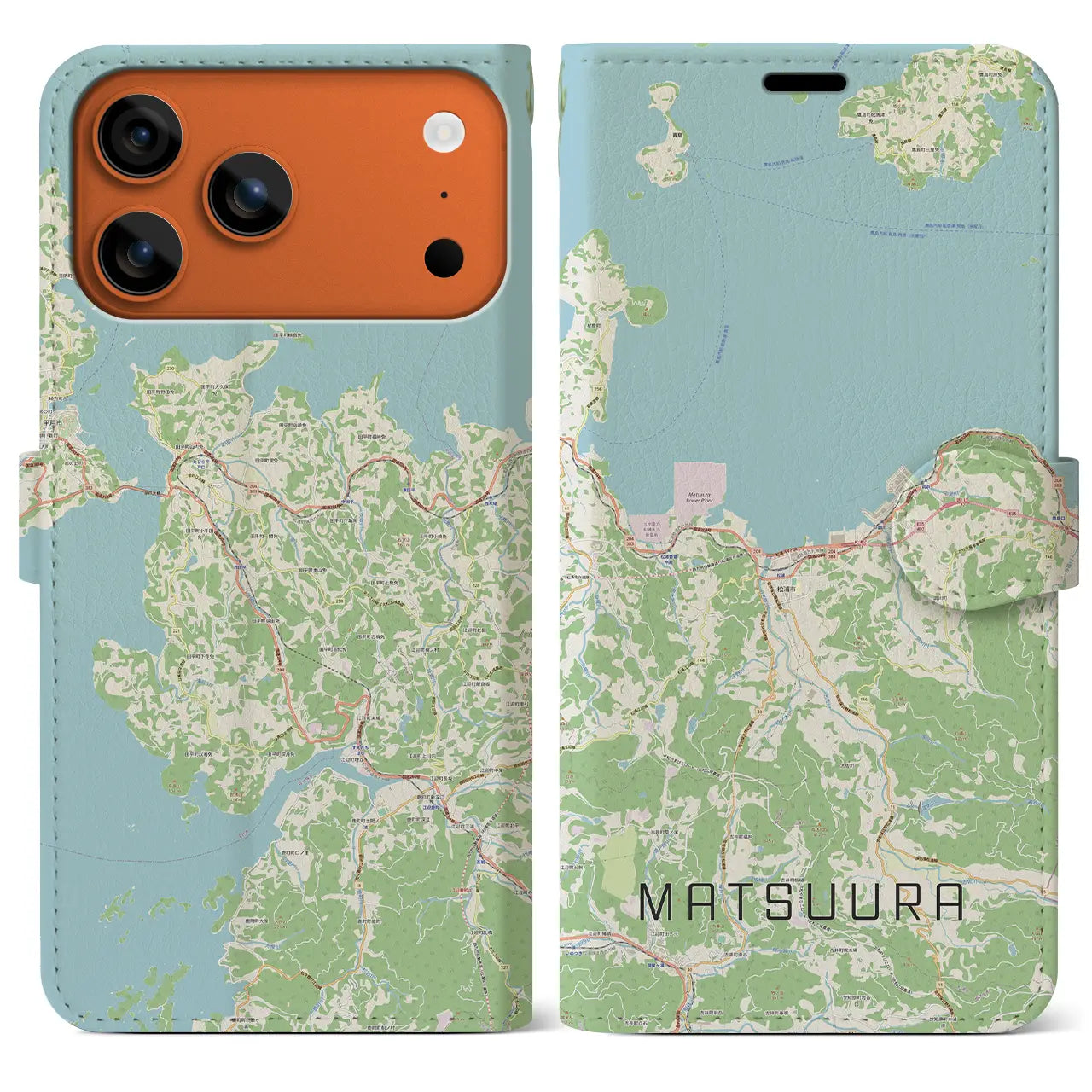 【松浦(長崎県)】地図柄iPhoneケース(手帳タイプ)