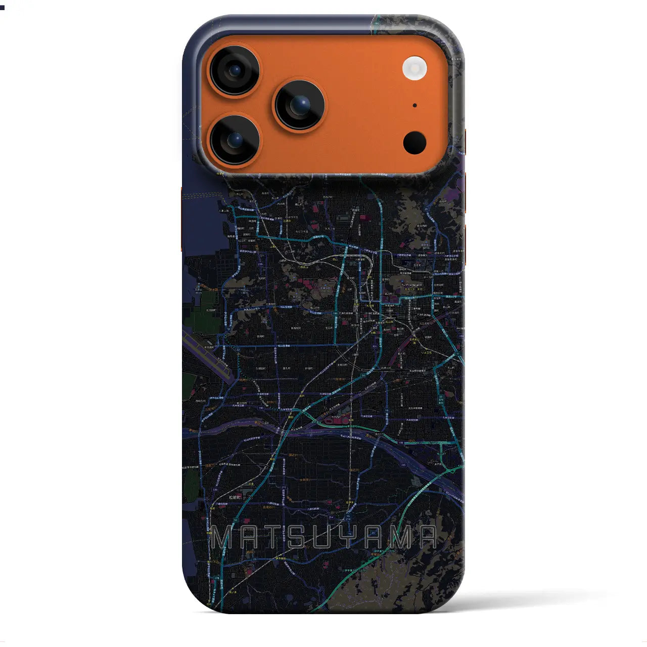 【松山(愛媛県)】地図柄iPhoneケース(バックカバータイプ)