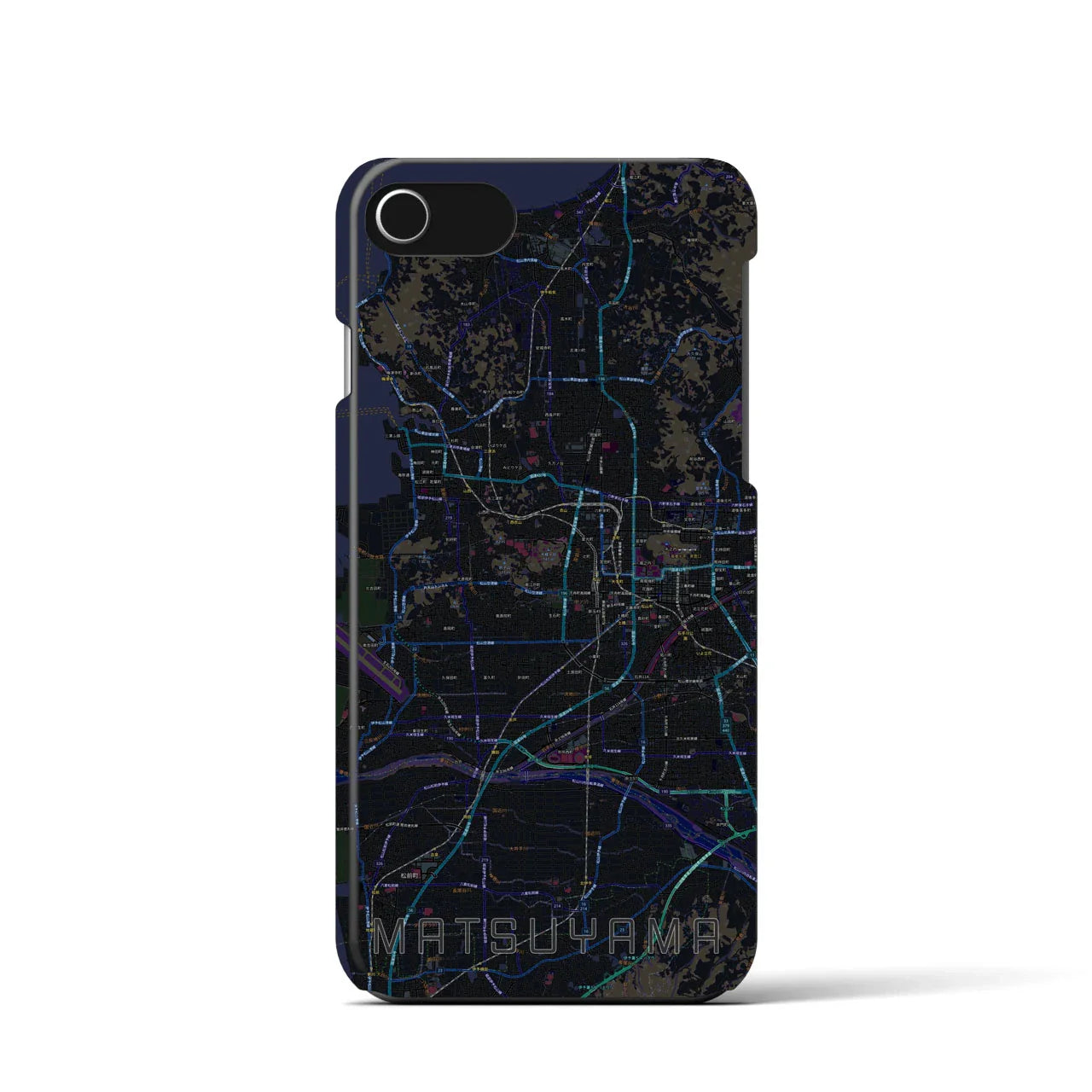 【松山(愛媛県)】地図柄iPhoneケース(バックカバータイプ)