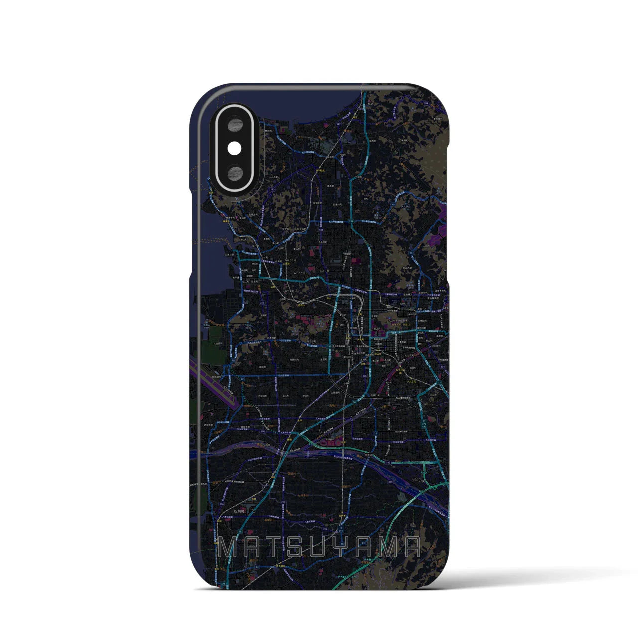 【松山(愛媛県)】地図柄iPhoneケース(バックカバータイプ)