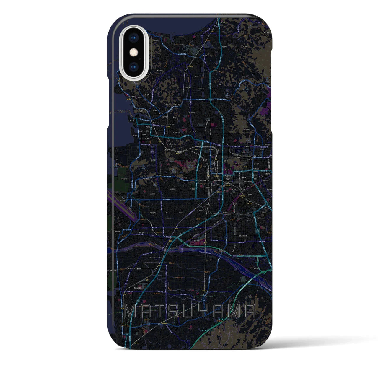 【松山(愛媛県)】地図柄iPhoneケース(バックカバータイプ)