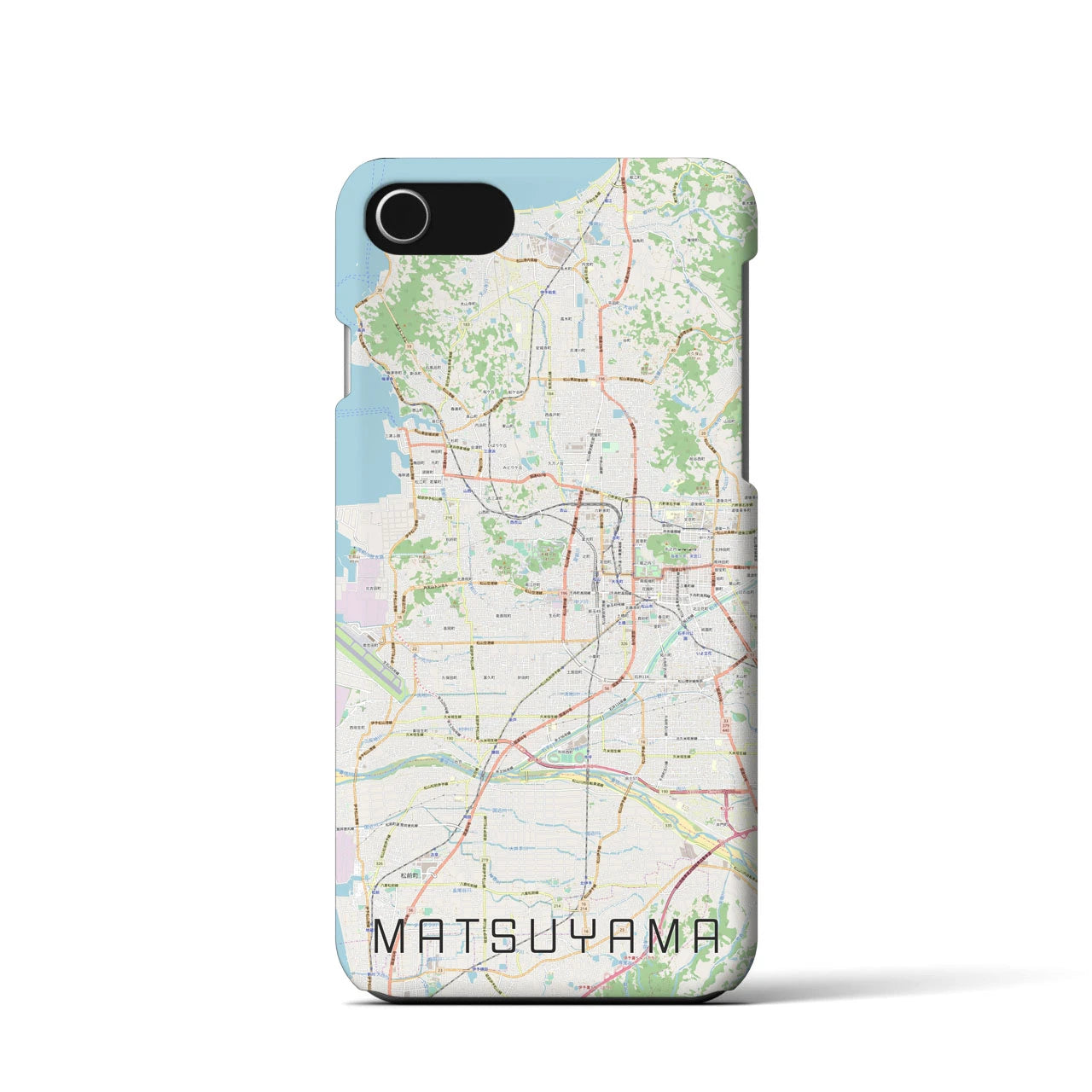 【松山(愛媛県)】地図柄iPhoneケース(バックカバータイプ)