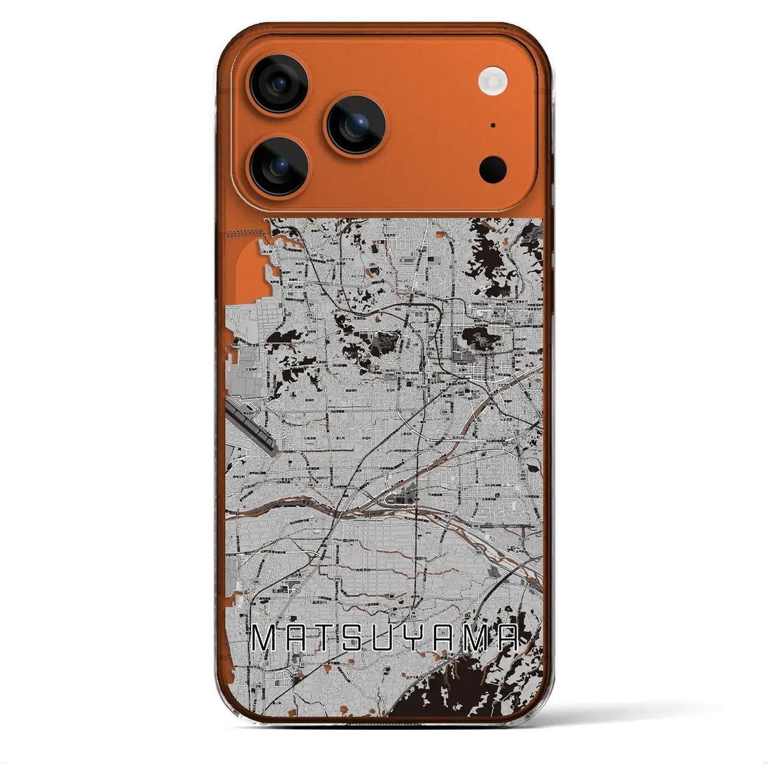 【松山(愛媛県)】地図柄iPhoneケース(クリアタイプ)モノトーン・iPhone 17 Pro Max 用
