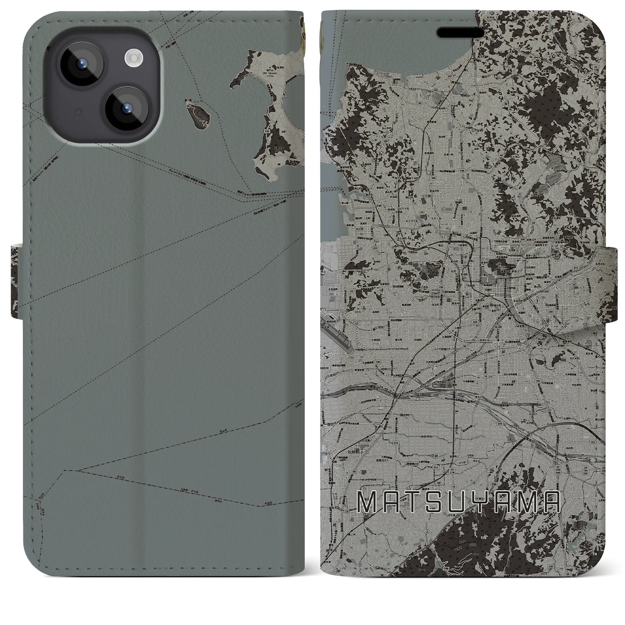 【松山(愛媛県)】地図柄iPhoneケース(手帳タイプ)