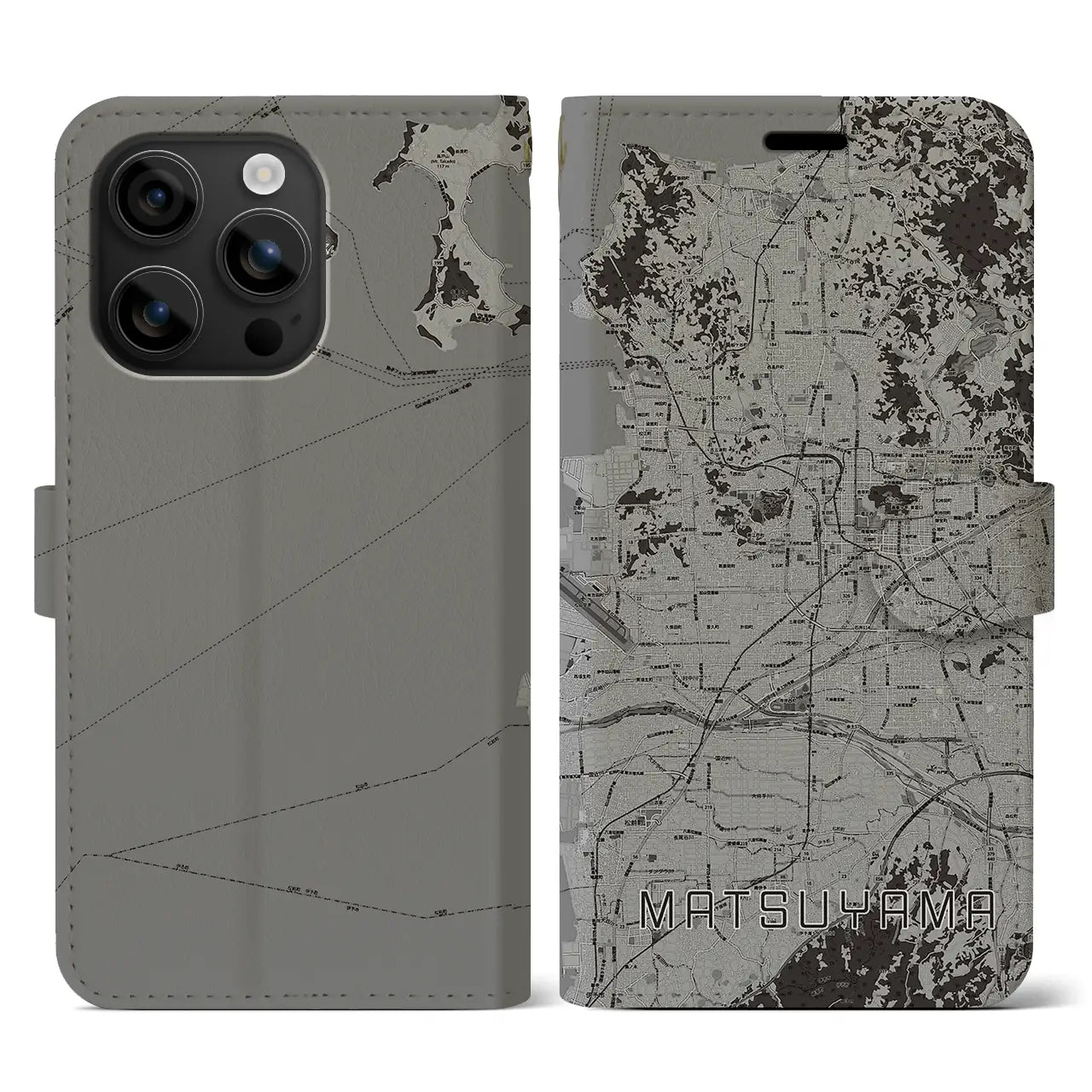 【松山(愛媛県)】地図柄iPhoneケース(手帳タイプ)