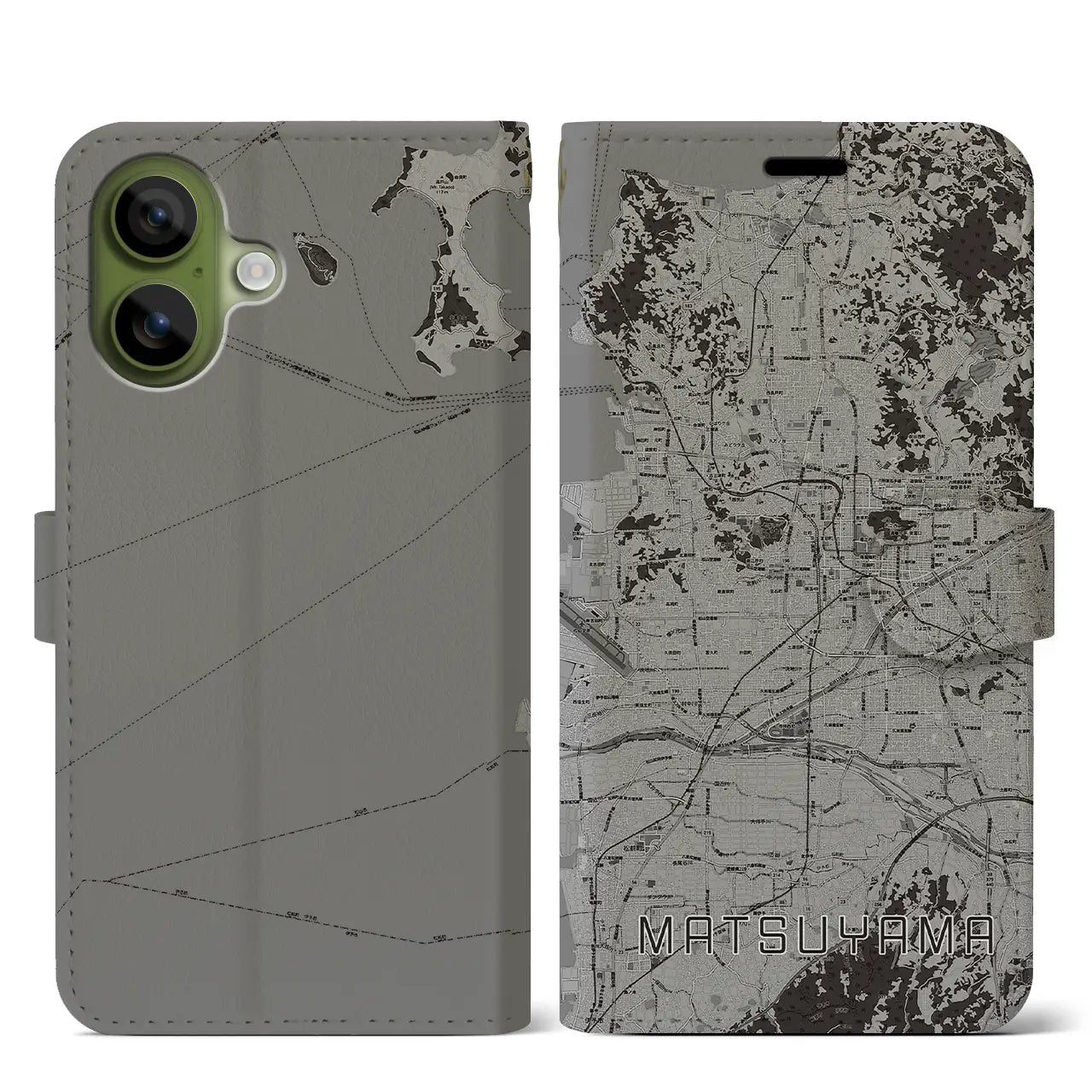 【松山(愛媛県)】地図柄iPhoneケース(手帳タイプ)