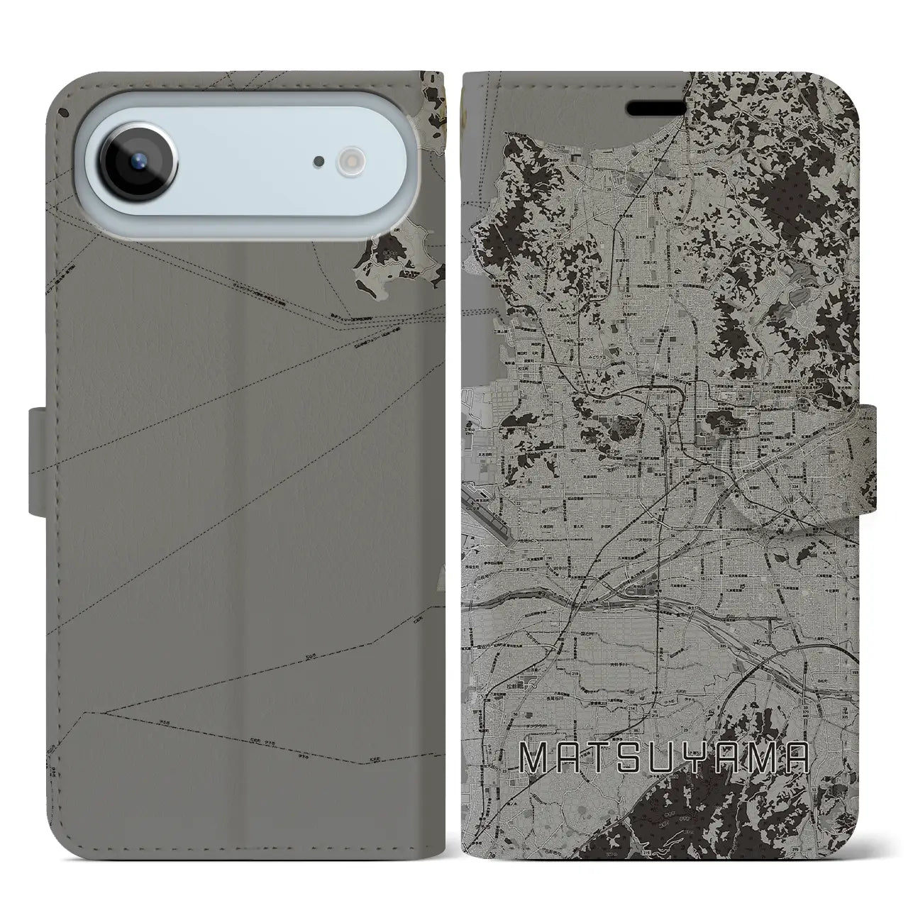 【松山(愛媛県)】地図柄iPhoneケース(手帳タイプ)